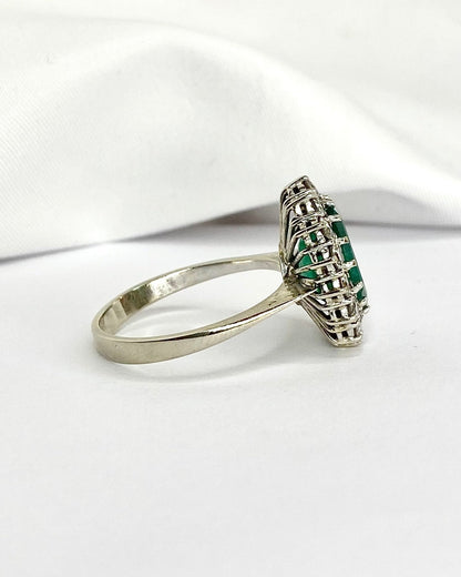 Bague Marguerite Émeraude 4 carats &amp; Diamants 0.90 carat "Norah" - Elliade Paris