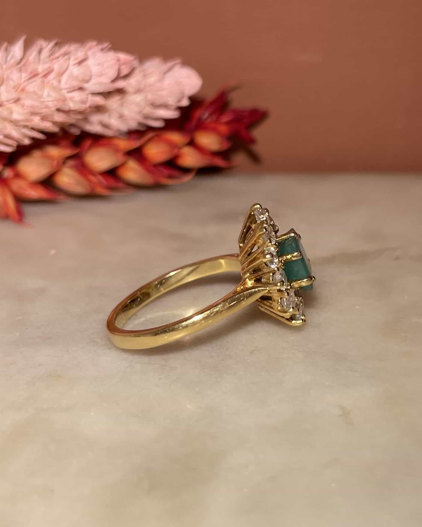 "Aellys" Emerald &amp;amp; Diamond Daisy Ring