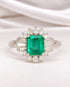 Bague Marguerite Émeraude Colombienne 0.95 carat & Diamants "Albertine" - Elliade Paris