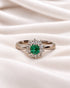 Bague Marguerite Émeraude de Colombie & Diamants 0.27 carat "Gabrielle" - Elliade Paris
