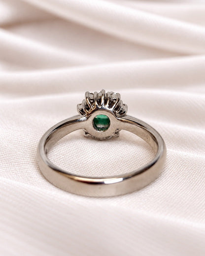 Bague Marguerite Émeraude de Colombie &amp; Diamants 0.27 carat "Gabrielle" - Elliade Paris