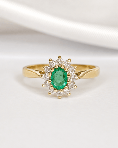 Bague Marguerite Émeraude &amp; Diamants "Agnes" - Elliade Paris