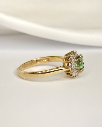 Bague Marguerite Émeraude &amp; Diamants "Agnes" - Elliade Paris