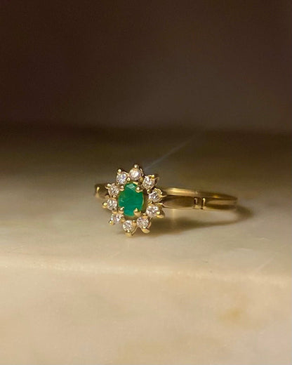 Bague Marguerite émeraude &amp; diamants &quot;Alina&quot; - Elliade Paris
