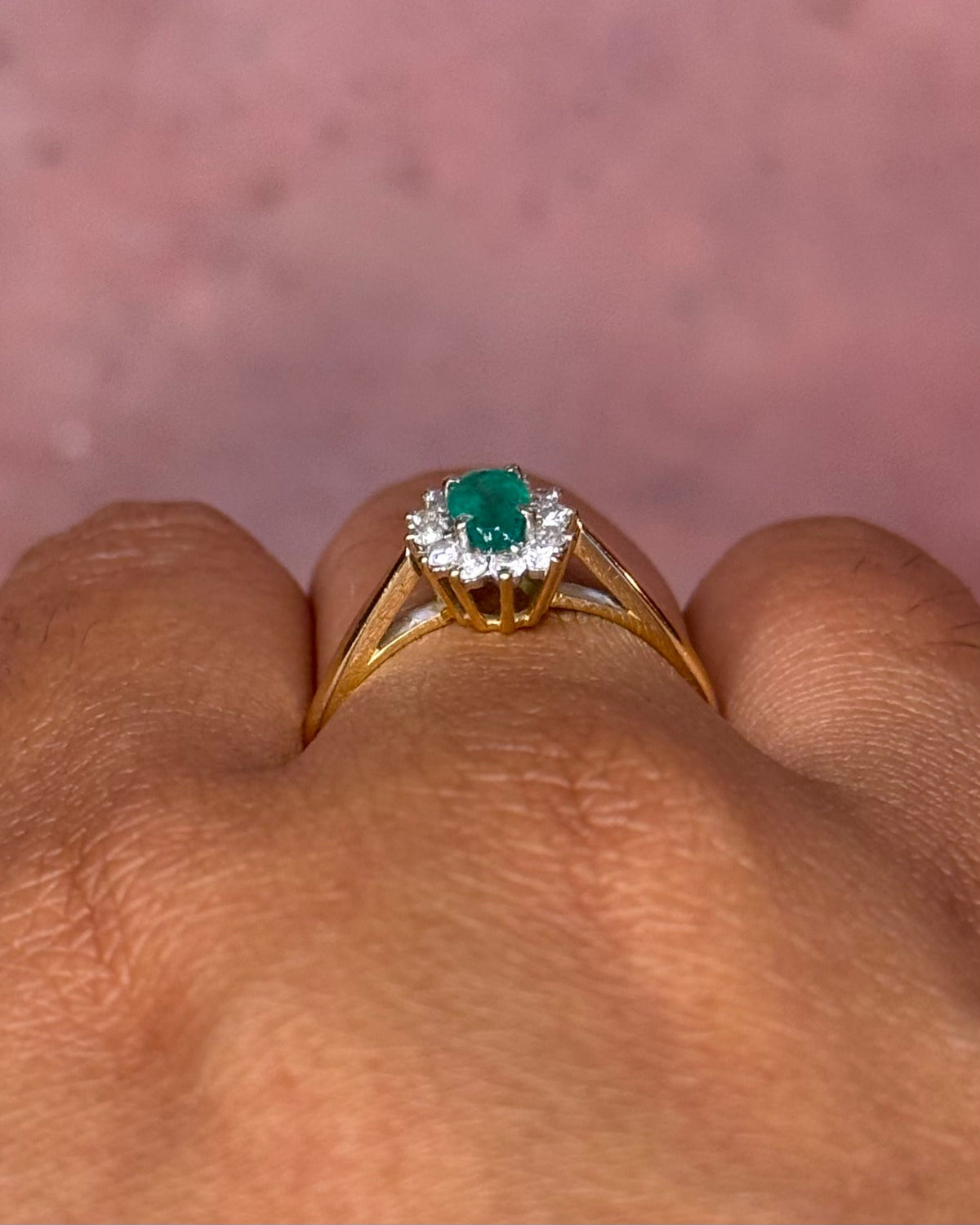 Bague Marguerite Émeraude &amp; Diamants "Amélie" - Elliade Paris