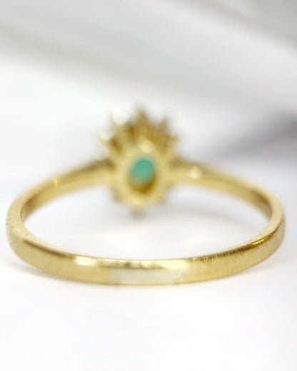 Bague Marguerite Émeraude &amp; Diamants "Amélie" - Elliade Paris