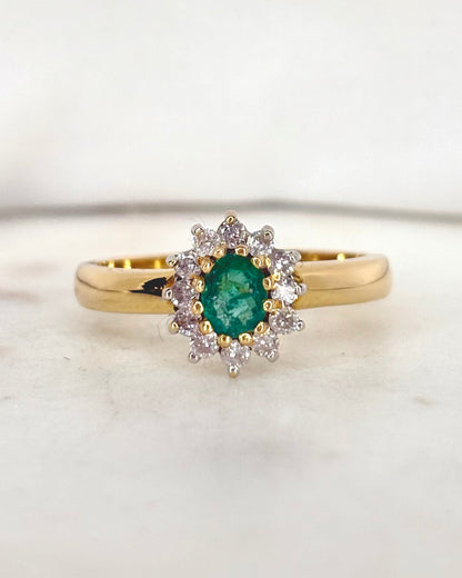 Bague Marguerite Émeraude &amp; Diamants &quot;Auriane&quot; - Elliade Paris