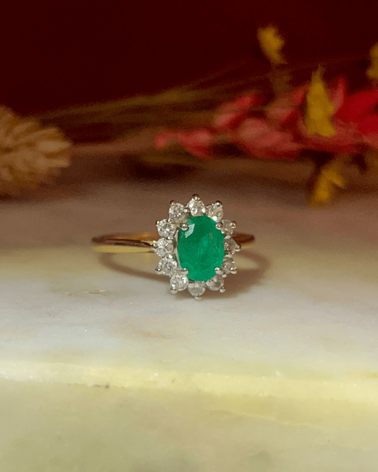 Bague Marguerite émeraude &amp; diamants "Charlyne" - Elliade Paris