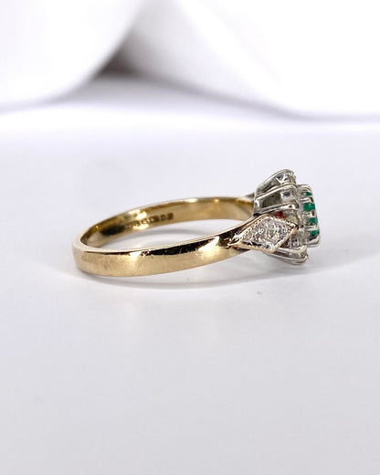 Bague Marguerite Émeraude &amp; Diamants "Déborah" - Elliade Paris