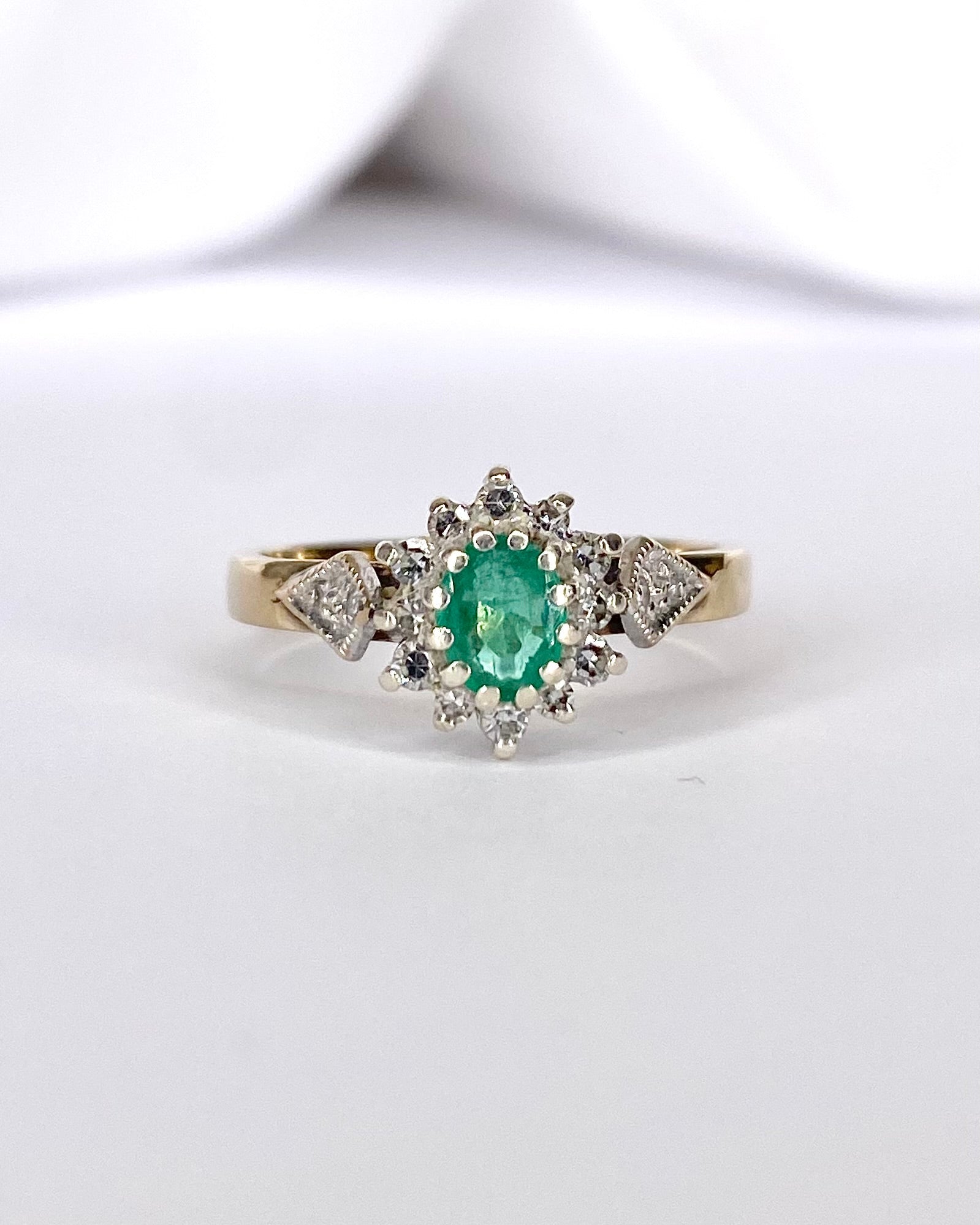 Bague Marguerite Émeraude &amp; Diamants "Déborah" - Elliade Paris