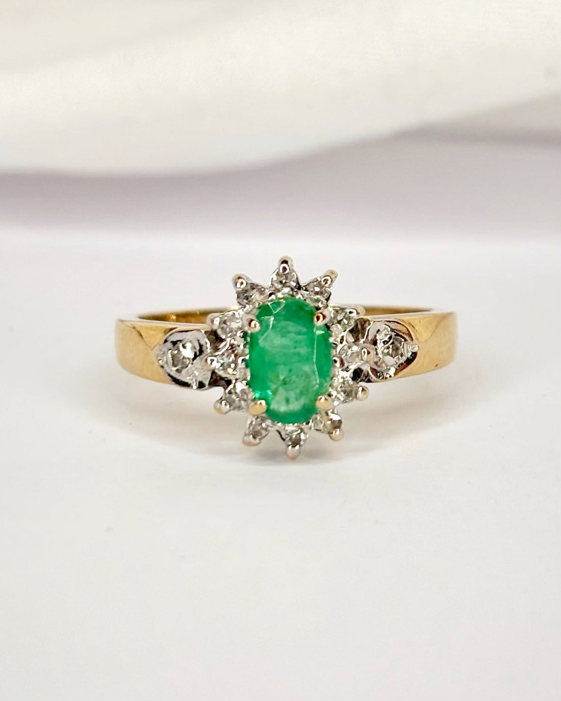 Bague Marguerite Émeraude &amp; Diamants "Donna" - Elliade Paris