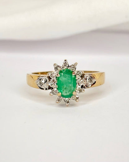 Bague Marguerite Émeraude &amp; Diamants "Donna" - Elliade Paris