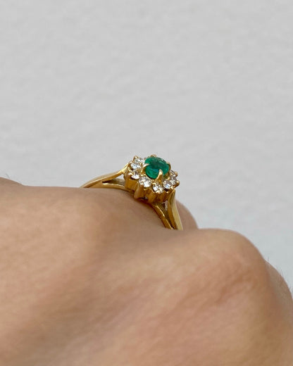 Bague Marguerite Émeraude &amp; Diamants &quot;Elsa&quot; - Elliade Paris