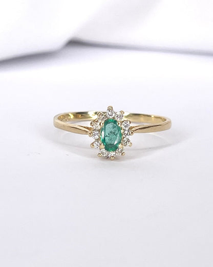 Bague Marguerite Émeraude &amp; Diamants "Evana" - Elliade Paris
