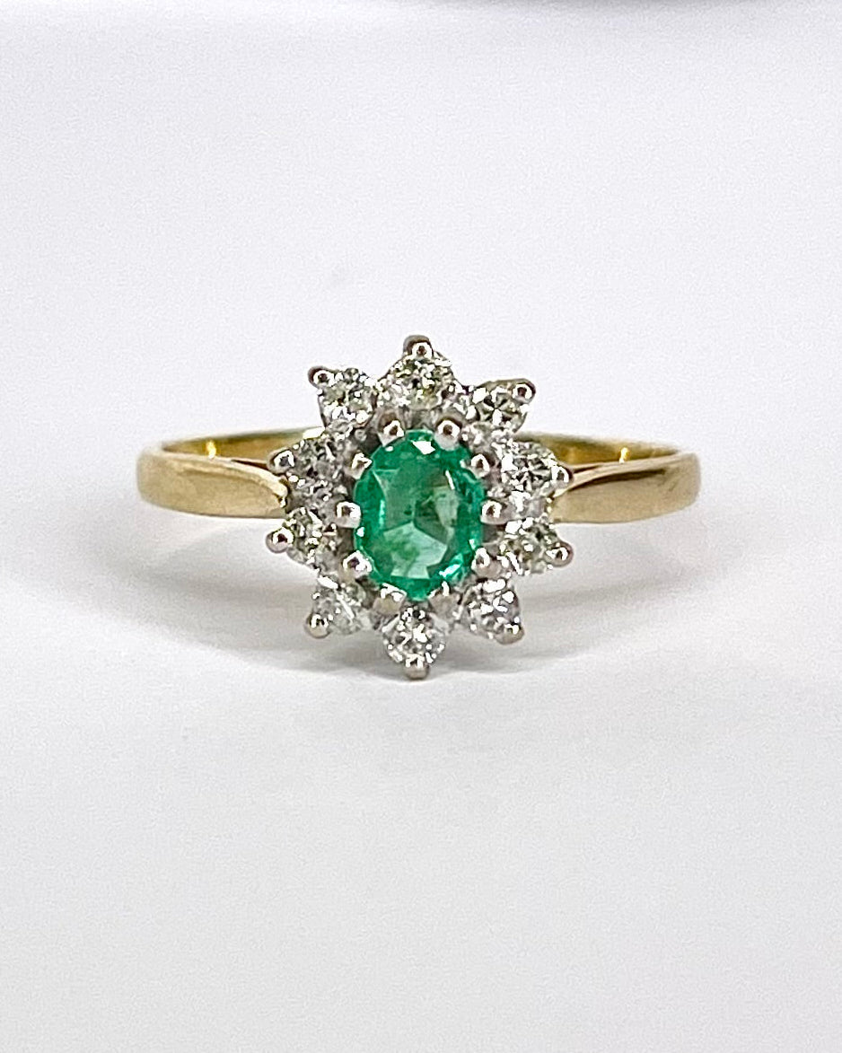 Bague Marguerite Émeraude &amp; Diamants "Florie" - Elliade Paris