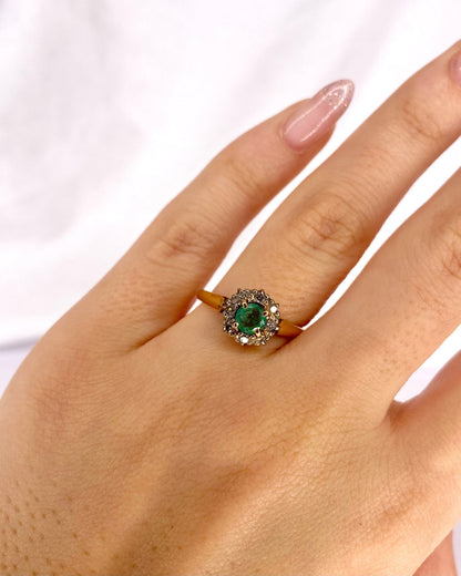 Bague Marguerite Émeraude &amp; Diamants "Garance" - Elliade Paris