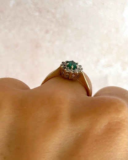 Bague Marguerite Émeraude &amp; Diamants "Gloria" - Elliade Paris