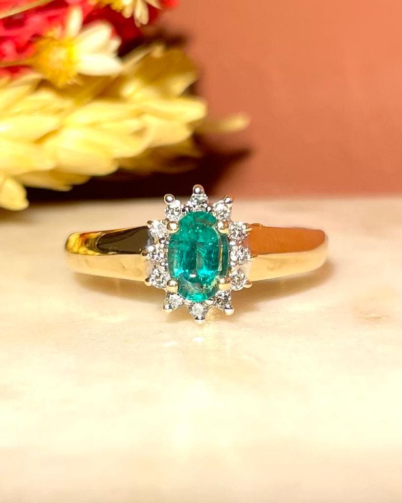 Bague Marguerite Emeraude &amp; Diamants "Isabeau" - Elliade Paris