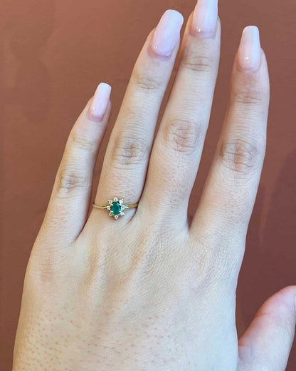 Bague Marguerite Émeraude &amp; Diamants &quot;Izabella&quot; - Elliade Paris