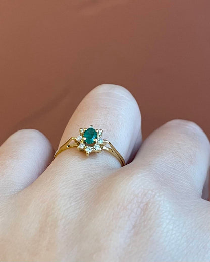 Bague Marguerite Émeraude &amp; Diamants &quot;Izabella&quot; - Elliade Paris