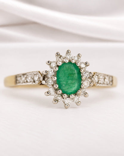 Bague Marguerite Émeraude &amp; Diamants "Jolene" - Elliade Paris