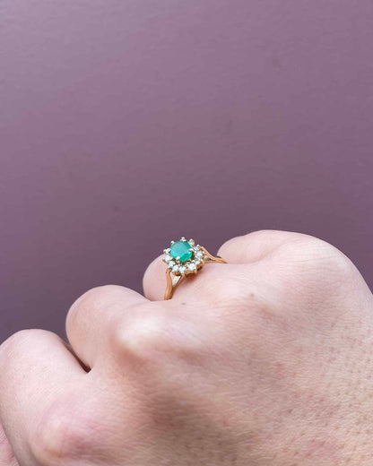 Bague Marguerite Émeraude &amp; Diamants &quot;Khalisa&quot; - Elliade Paris