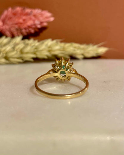 Bague Marguerite Émeraude &amp; Diamants &quot;Khalisa&quot; - Elliade Paris