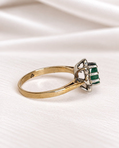 Bague Marguerite Émeraude &amp; Diamants "Laura" - Elliade Paris