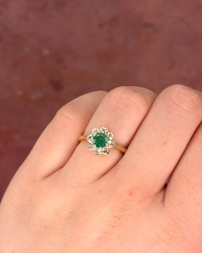 Bague Marguerite Émeraude &amp; Diamants "Laura" - Elliade Paris