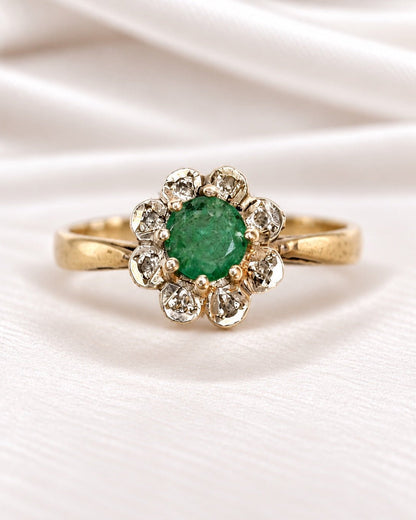 Bague Marguerite Émeraude &amp; Diamants "Laura" - Elliade Paris