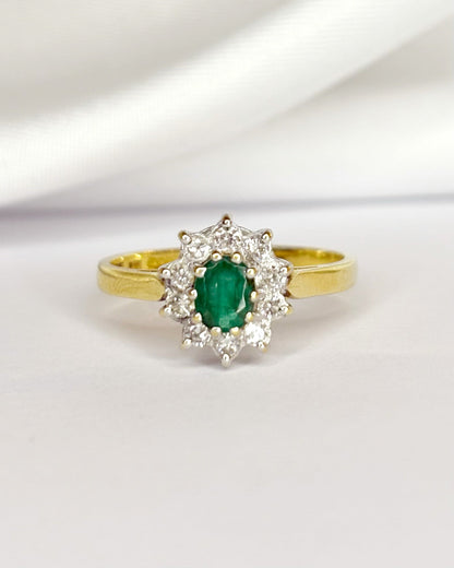 Bague Marguerite Émeraude &amp; Diamants "Léandre" - Elliade Paris