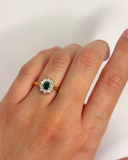 Bague Marguerite Émeraude &amp; Diamants "Léandre" - Elliade Paris