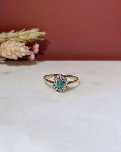 Bague Marguerite Émeraude &amp; Diamants &quot;Lenie&quot; - Elliade Paris