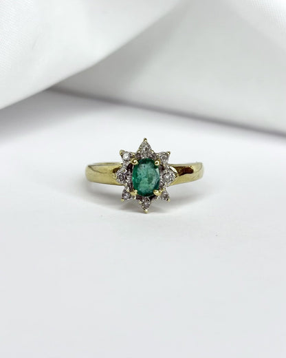 Bague Marguerite Émeraude &amp; Diamants &quot;Manolia&quot; - Elliade Paris