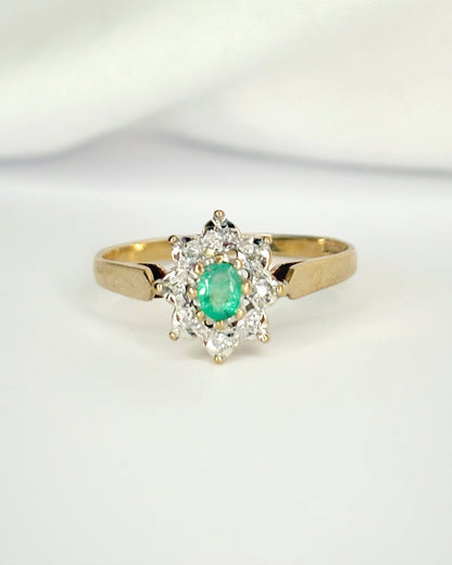 Bague Marguerite Émeraude &amp; Diamants "Pénélope" - Elliade Paris