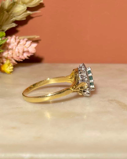 Bague Marguerite Émeraude &amp; Diamants &quot;Seraphina&quot; - Elliade Paris