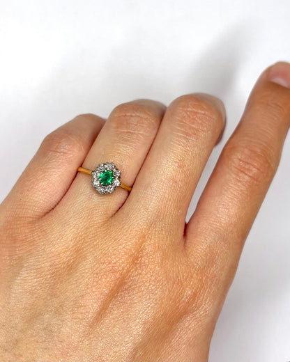 Bague Marguerite Émeraude &amp; Diamants "Shana" - Elliade Paris