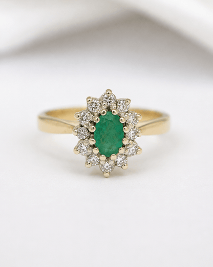 Bague Marguerite Émeraude &amp; Diamants "Simone" - Elliade Paris