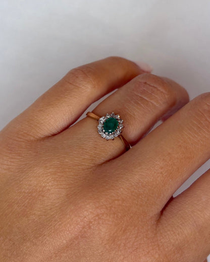 Bague Marguerite Émeraude &amp; Diamants &quot;Thélia&quot; - Elliade Paris
