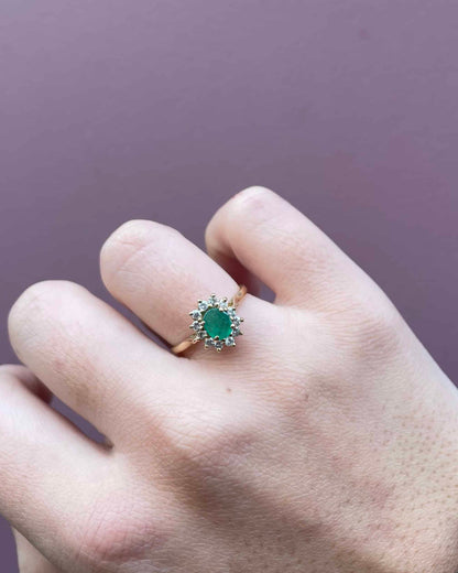 Bague Marguerite Émeraude &amp; Diamants &quot;Khalisa&quot;