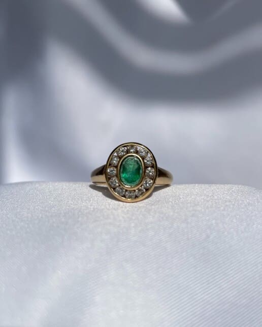 Bague Marguerite émeraude et diamants "Tina" - Elliade Paris
