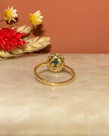 Bague Marguerite Émeraude 0.30 Carat &amp; Diamants &quot;Bryanna&quot;