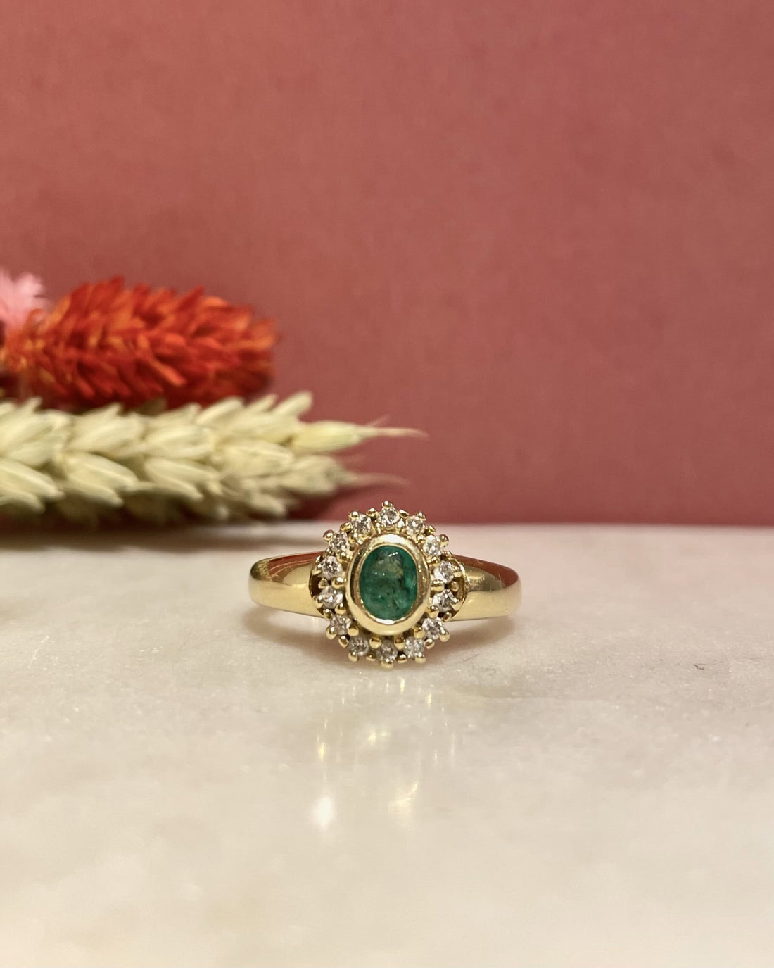 Bague Marguerite Émeraude &amp; Diamants &quot;Denise&quot;