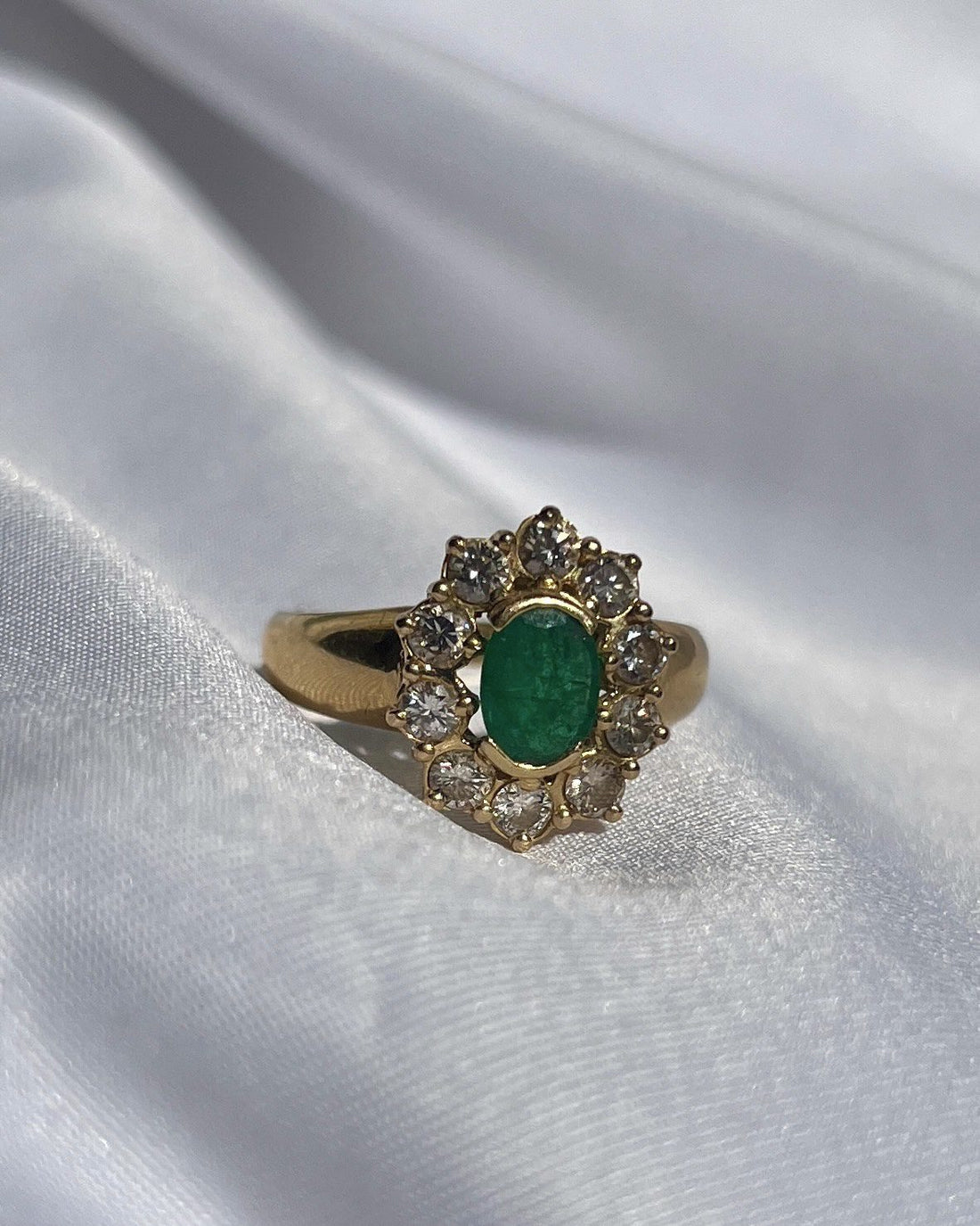 Bague Vintage Marguerite émeraude &quot;Bahia&quot;