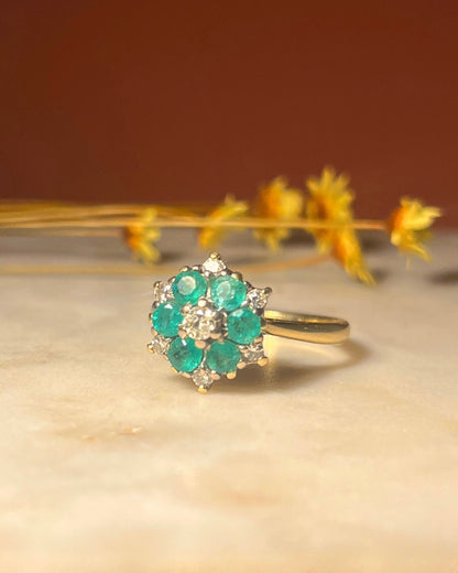 Bague Marguerite Émeraudes &amp; Diamants &quot;Eve&quot; - Elliade Paris