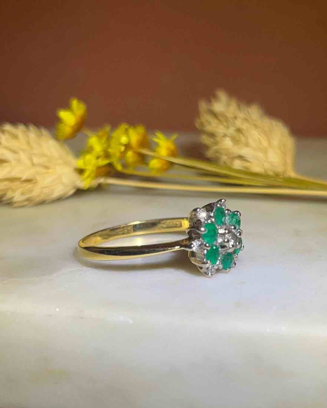 Bague Marguerite Émeraudes &amp; Diamants &quot;Dalila&quot;