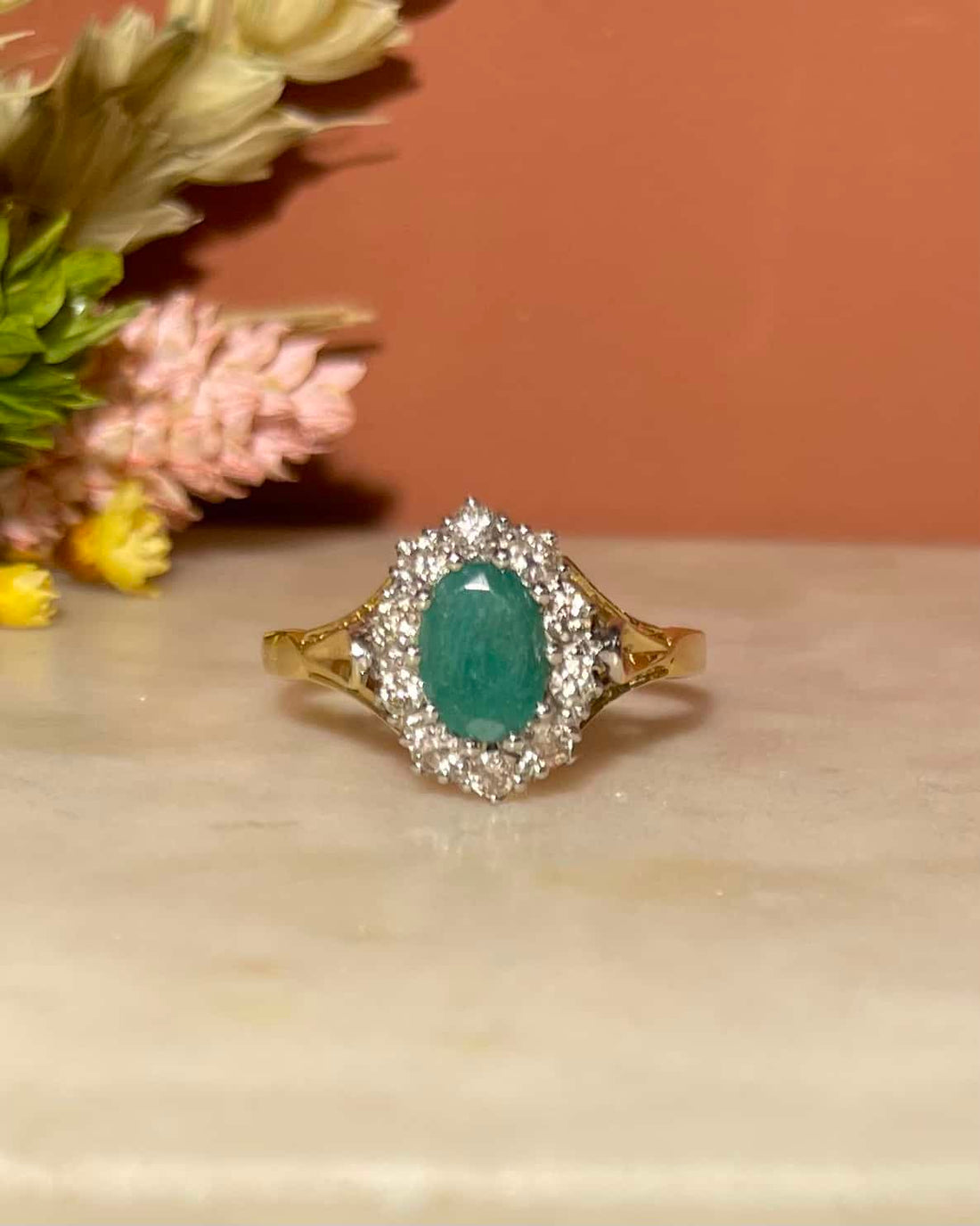 Bague Marguerite Émeraude &amp; Diamants &quot;Seraphina&quot;