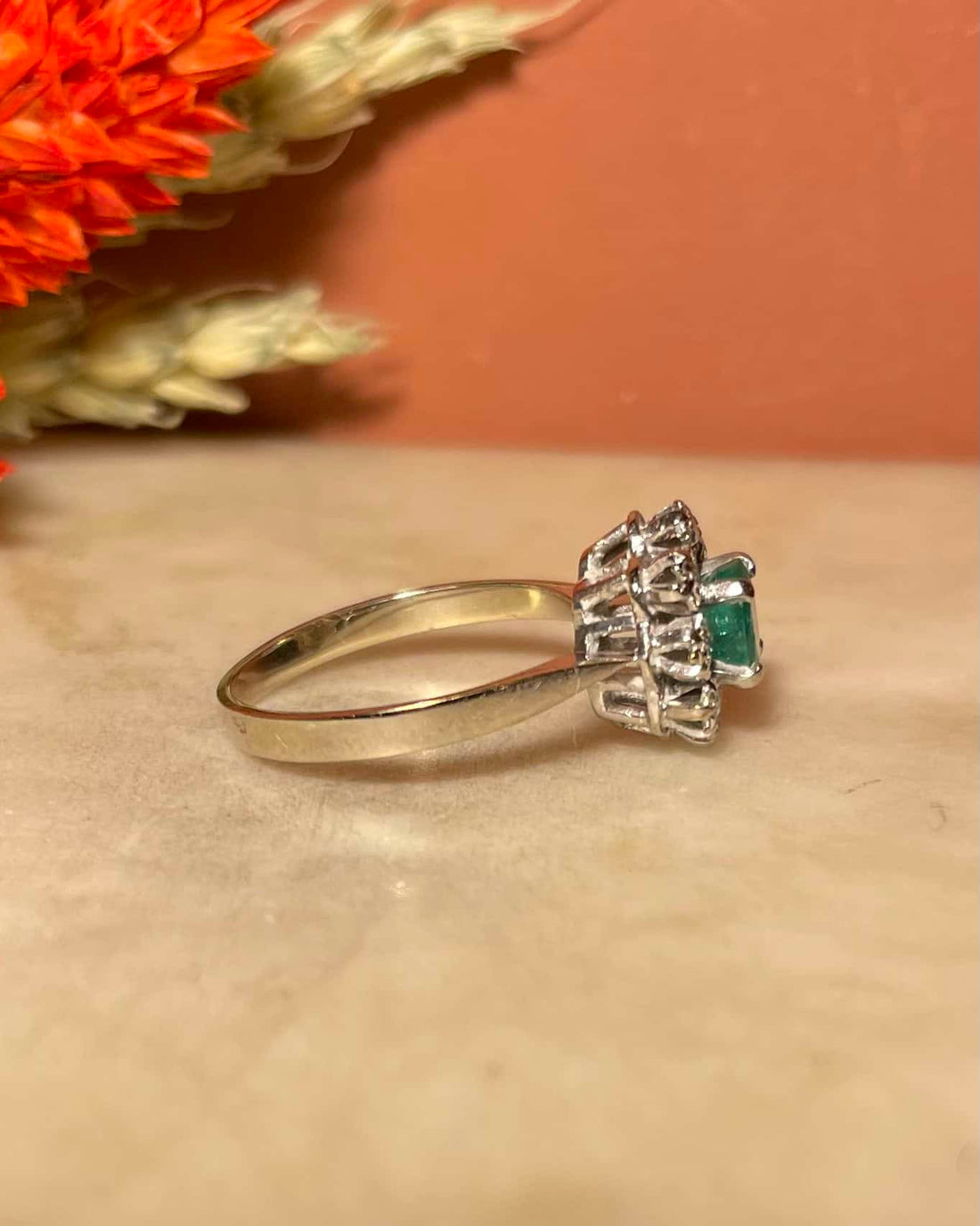 Bague Marguerite Émeraude 0.40 carat &amp; Diamants &quot;Maryam&quot;