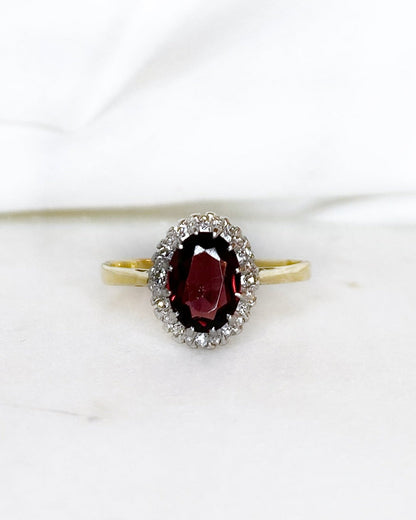 Bague Marguerite Grenat 1.45 carat &amp; Diamants &quot;Yaraé&quot; - Elliade Paris