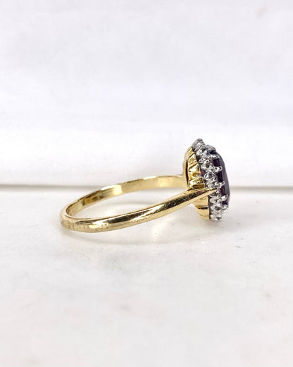 Bague Marguerite Grenat 2.10 carats &amp; Diamants &quot;Iléane&quot; - Elliade Paris